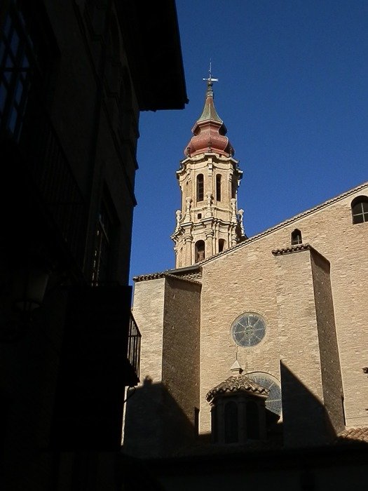 sunlight on the facade of the church