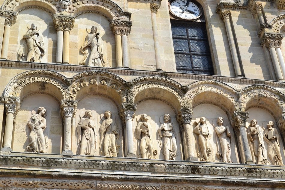 statues on the walls of the church