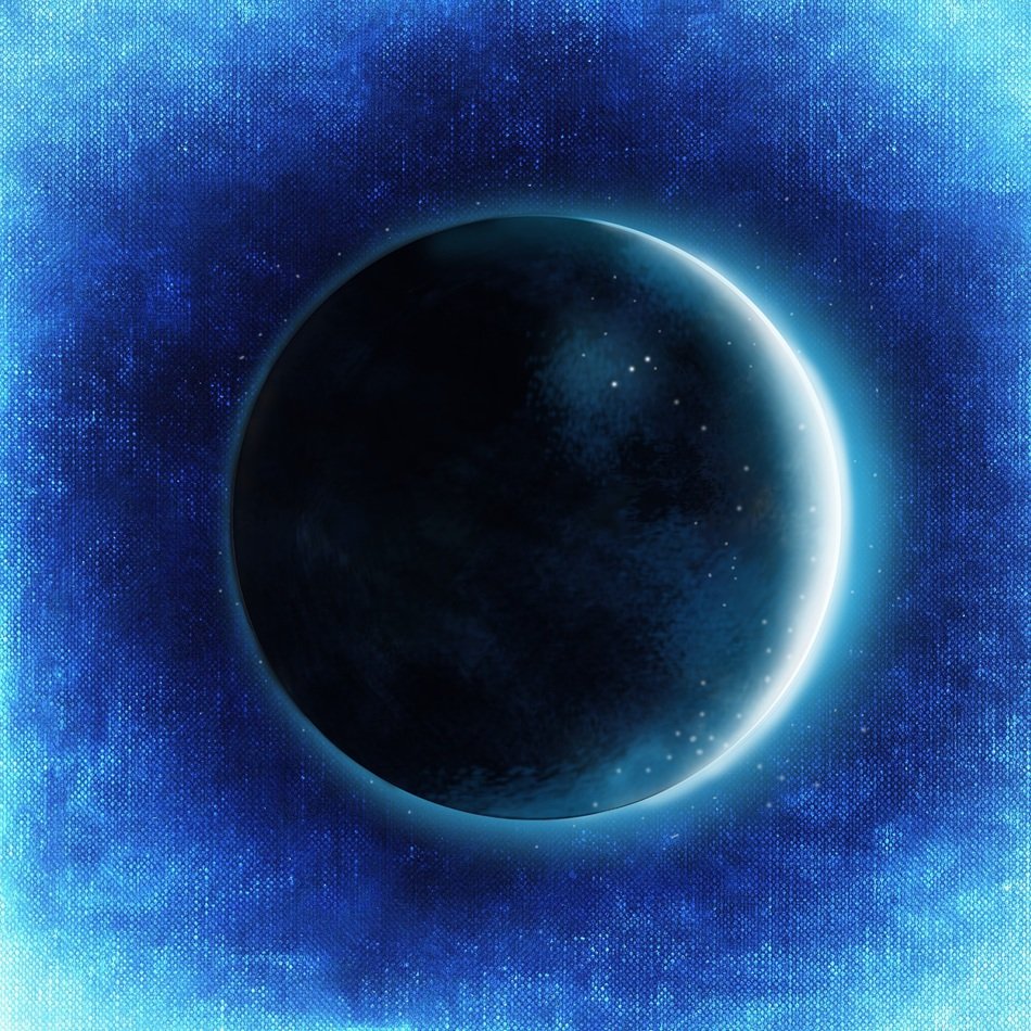 fantasy image of a blue lunar eclipse