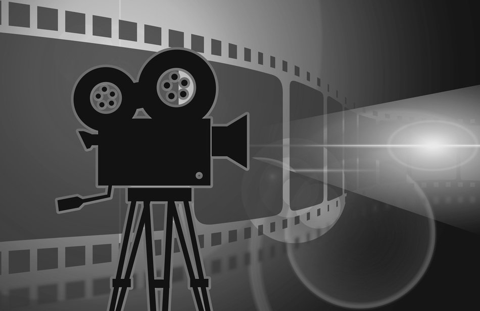 camcorder silhouette on videotape background