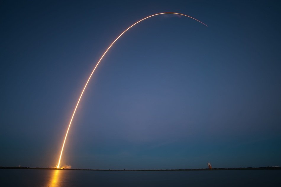 space vehicle at night trajectory