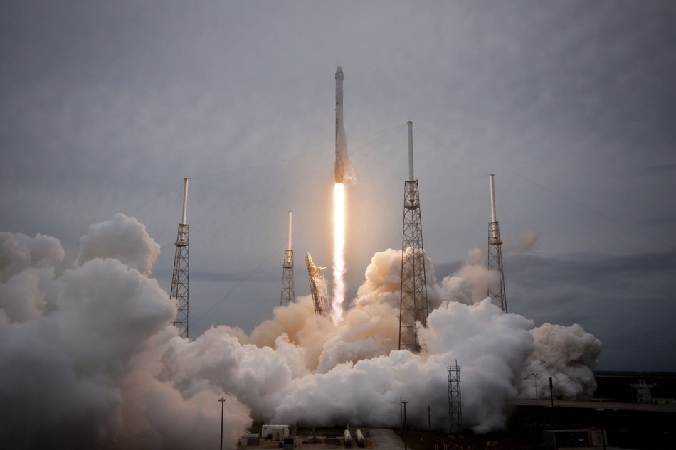 rocket launch burning fuel lift off