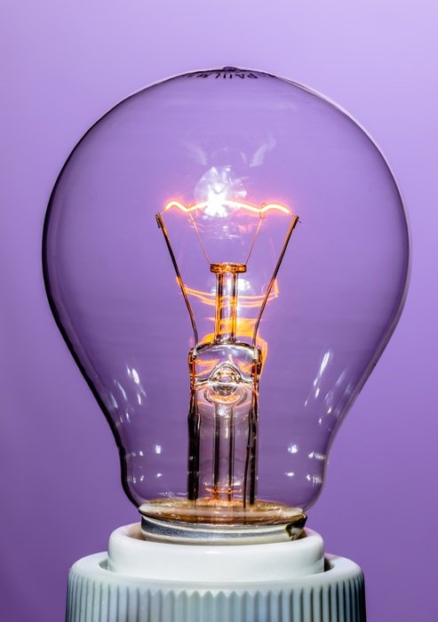 Powerful incandescent lamp purple
