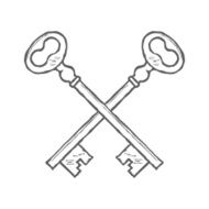 Crossed hand drawn keys design element vector N2