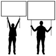 Women holding different signs