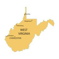 yellow map of West Virginia