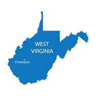 blue map of West Virginia