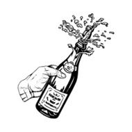 bottle of champagne in hand