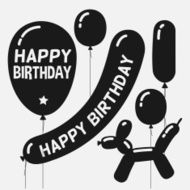Silhouettes of balloons set cartoon vector illustration