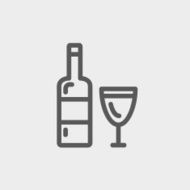 Bottle of whisky and a glass thin line icon
