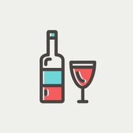 Bottle of whisky and a glass thin line icon N3