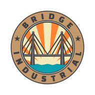 Industrial bridge logo design Icon Vintage badge Vector illustration