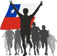Athlete with the Chile flag at finish N2
