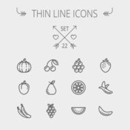 Food and drink thin line icon set