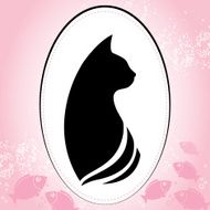 Silhouette of a cat head in round frame