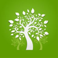 Abstract vector trees on green background