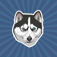 Husky dog head hand drawn vector illustration