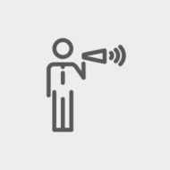 Man with megaphone thin line icon N2