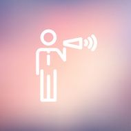 Man with megaphone thin line icon N3