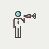 Man with megaphone thin line icon N4