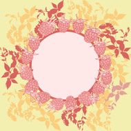 wreath leaves Round banner for text raspberry on orange background