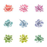 Collection of multicolored birds Elements for design