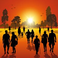 Walk in the park at sunset N2