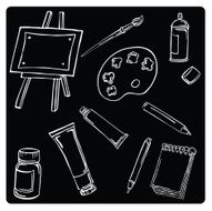 vector silhouette illustration art supplies