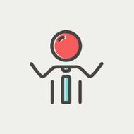 Businessman raising his arms thin line icon
