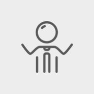 Businessman raising his arms thin line icon N3