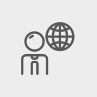 Businessman with global thin line icon N4