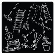 vector illustration Silhouettes of garden tools