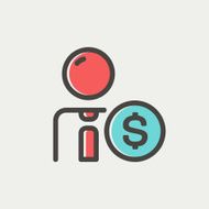 Businessman with dollar sign thin line icon