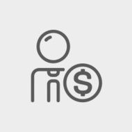 Businessman with dollar sign thin line icon N2