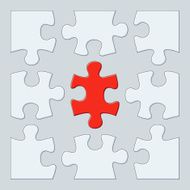 Nine puzzle pieces