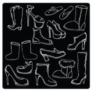 vector silhouettes of various shoes