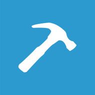 Hammer icon white on the blue background