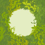 Abstract design green leaf silhouette for your text in circle