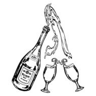 Bottle of wine and glasses N3