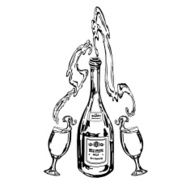 Bottle of wine and glasses N4