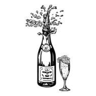 bottle of champagne and glass