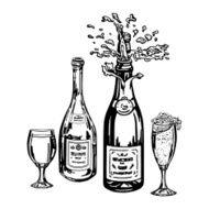 bottle of champagne wine and glasses