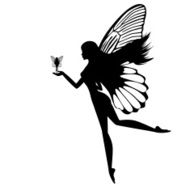 Silhouette of fairy isolated on white background N3