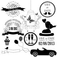 Decorative set of artistic wedding elements N2