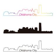 Oklahoma City skyline linear style with rainbow