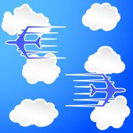 Planes trail in the cloudy sky