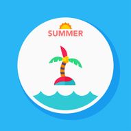 coconut trees flat icon with long shadow on circle background