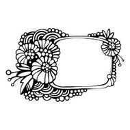 Decorative frame with monochrome flowers