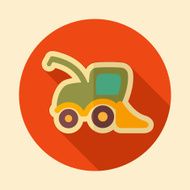 Combine harvester retro flat icon with long shadow