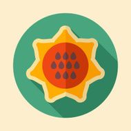 Sunflower retro flat icon with long shadow